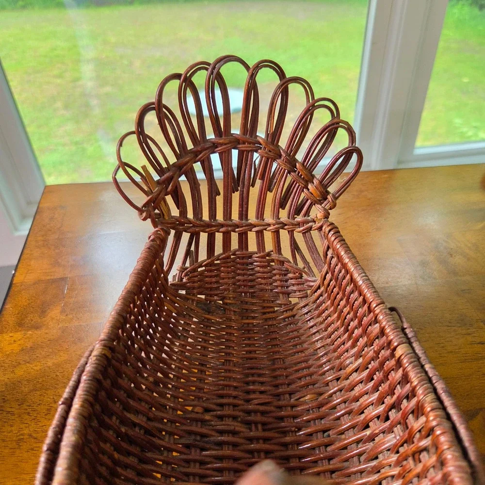 Vintage Wicker Turkey Bird Basket Brown Farmhouse‎ Thanksgiving Decor